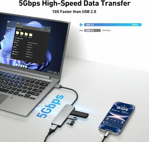 محور USB 3.0، 4 منافذ USB موسع USB فائق النحافة للماوس ولوحة المفاتيح ومحرك الأقراص المحمول وقرص U والطابعة المتوافقة مع أجهزة الكمبيوتر المحمول وأجهزة الكمبيوتر المكتبية وXbox وPS5 والمزيد in Kuwait