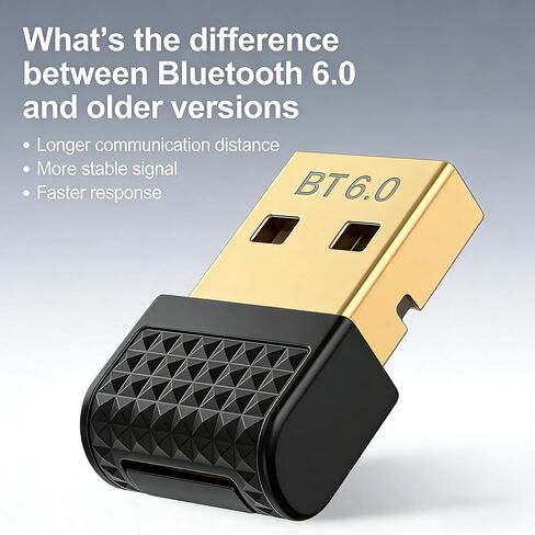 IOOIOO USB Bluetooth 6.0 محول دونجل للكمبيوتر المكتبي والكمبيوتر المحمول ولوحة المفاتيح والماوس لنظام التشغيل Windows in Kuwait