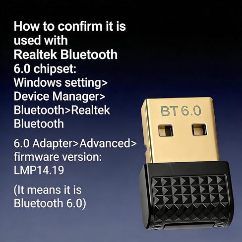 IOOIOO USB Bluetooth 6.0 محول دونجل للكمبيوتر المكتبي والكمبيوتر المحمول ولوحة المفاتيح والماوس لنظام التشغيل Windows in Kuwait
