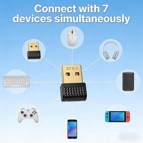 IOOIOO USB Bluetooth 6.0 محول دونجل للكمبيوتر المكتبي والكمبيوتر المحمول ولوحة المفاتيح والماوس لنظام التشغيل Windows in Kuwait