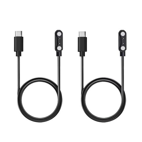 قطعتان من شاحن الساعات الذكية USB C، كابل شحن مغناطيسي للساعة الذكية 2 دبوس 4 مم، سلك شحن بديل للساعة الذكية ومتتبع اللياقة البدنية، امتصاص مغناطيسي قوي، شحن سريع وآمن in Kuwait
