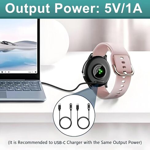 قطعتان من شاحن الساعات الذكية USB C، كابل شحن مغناطيسي للساعة الذكية 2 دبوس 4 مم، سلك شحن بديل للساعة الذكية ومتتبع اللياقة البدنية، امتصاص مغناطيسي قوي، شحن سريع وآمن in Kuwait