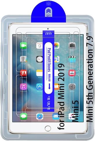 Kepuch Tempered Glass Screen Protector Transparent Compatible for iPad Mini 2019/Mini 5/Mini 5th Generation 7.9", with Auto-Alignment Tool in Kuwait