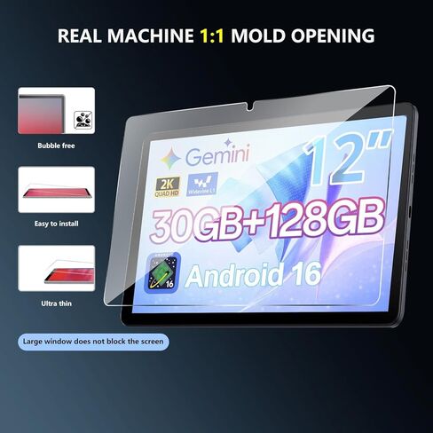 عبوتان من واقي الشاشة لجهاز FiryMid P108-A116C/SVITOO P12 Android Tablet مقاس 12 بوصة، طبقة زجاجية مقواة مقاومة للخدش عالية الدقة، حماية من السقوط، حساسة للمس، مضادة لبصمات الأصابع in Kuwait