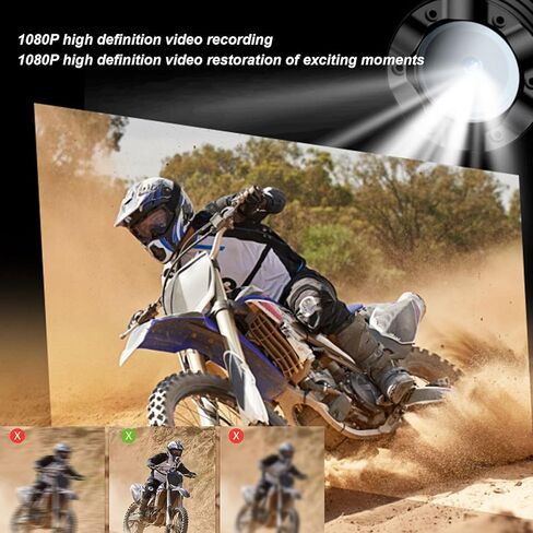 Zunate 1080P HD Bike Motorcycle Helmet Camera Flashlight, Anti Shake Sports DV, with 12MP Wide Angle Lens, Interconnection, Long Battery Life for Cycling (Dark Gray) in Kuwait