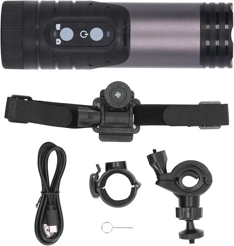 Zunate 1080P HD Bike Motorcycle Helmet Camera Flashlight, Anti Shake Sports DV, with 12MP Wide Angle Lens, Interconnection, Long Battery Life for Cycling (Dark Gray) in Kuwait