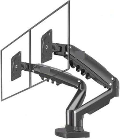 Screen Stand, Gas Spring 360 Degree Desktop 17"-27" Dual Monitor Holder Arm Full Motion Monitor Mount Bracket Load 2-9Kg Each in Kuwait