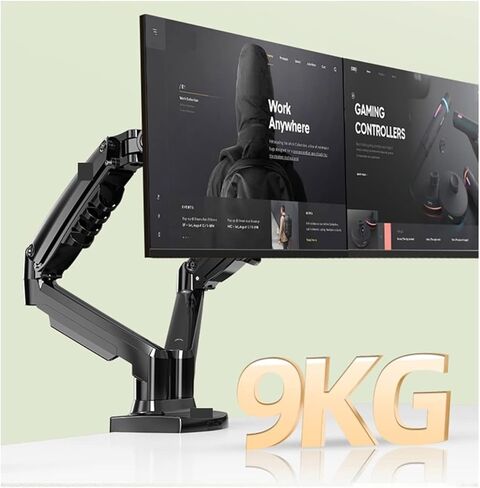 Screen Stand, Gas Spring 360 Degree Desktop 17"-27" Dual Monitor Holder Arm Full Motion Monitor Mount Bracket Load 2-9Kg Each in Kuwait