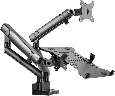 Monitor Desk Mount Adjustable Dual Arm Desk Mounts Monitor and Laptop Mount with Mechanical Spring Dual Monitor Stand with Clamp Fixing/Washer Mounting Base Computer Moni-B in Saudi Arabia
