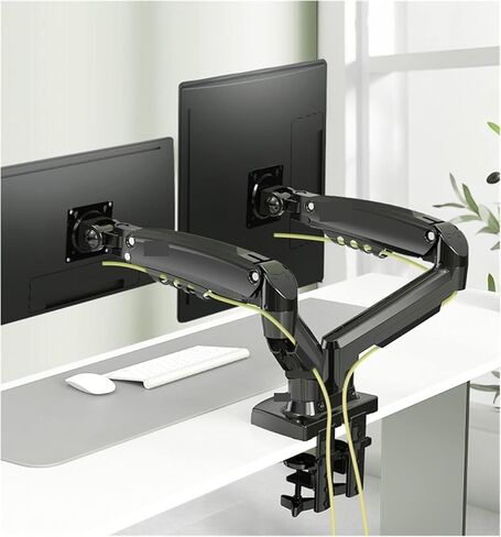 Screen Stand, Gas Spring 360 Degree Desktop 17"-27" Dual Monitor Holder Arm Full Motion Monitor Mount Bracket Load 2-9Kg Each in Kuwait