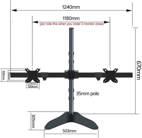 Desktop Dual Monitor Mount Arm with 360 Degree Full Motion and Heavy-Duty Base for 10-24 Inch Screens, Ergonomic Workspace Solution in Kuwait