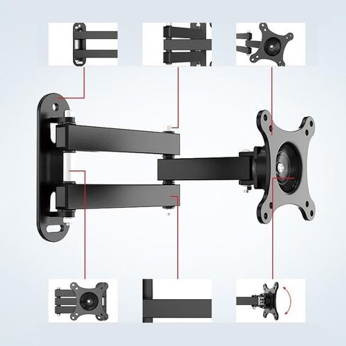 Monitor Arm Single Monitor Wall Mount for Most 10-27" Monitors Within 33.0 Lbs, Full Motion Adjustable Wall Mount Articulating Arms Swivel Tilt Extension Rotation Monitor in Kuwait