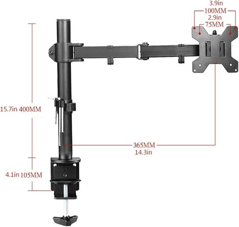 Monitor Desk Mount Black Monitor Stand Arm 13"-32" Adjustable Monitor Mount Stand Metal Single Desk Arm Stand with C Clamp, Grommet Mounting, Holds Up to 19.8Lbs Computer in Kuwait