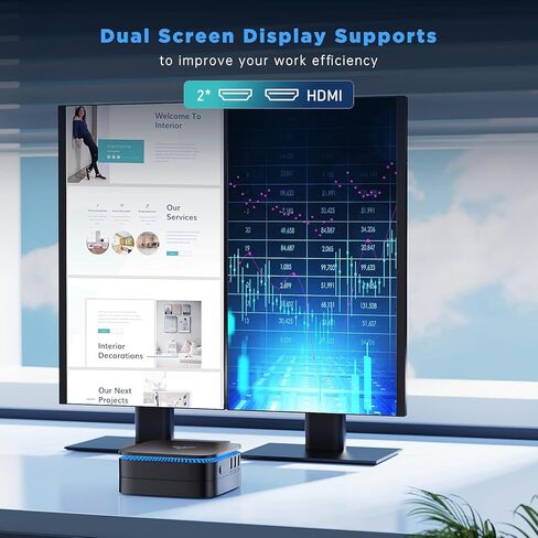 KAMRUI AK1PLUS كمبيوتر صغير، 8 جيجابايت DDR4 256 جيجابايت M.2 SSD، كمبيوتر مكتبي صغير مع 4 منافذ USB-A، 2 HDMI، إيثرنت in Kuwait
