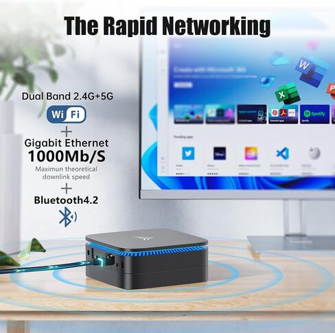 KAMRUI AK1PLUS كمبيوتر صغير، 8 جيجابايت DDR4 256 جيجابايت M.2 SSD، كمبيوتر مكتبي صغير مع 4 منافذ USB-A، 2 HDMI، إيثرنت in Kuwait