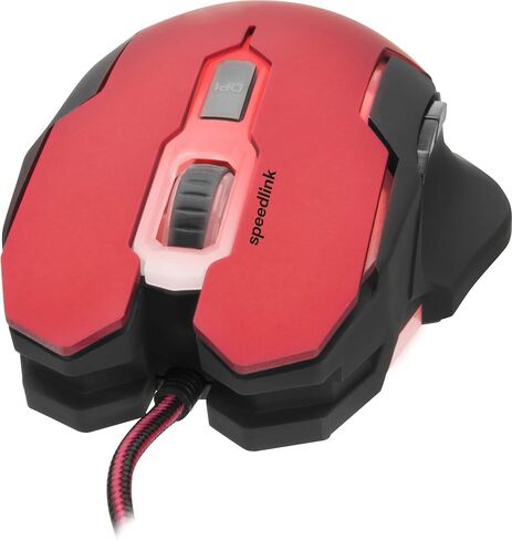 Speedlink CONTUS Gaming Mouse - 5 Buttons Mouse for Office/Home Office (LED Illumination - Adjustable to 3200 dpi - Ergonomic Shape) for PC/Notebook/Laptop, Black-red in Kuwait