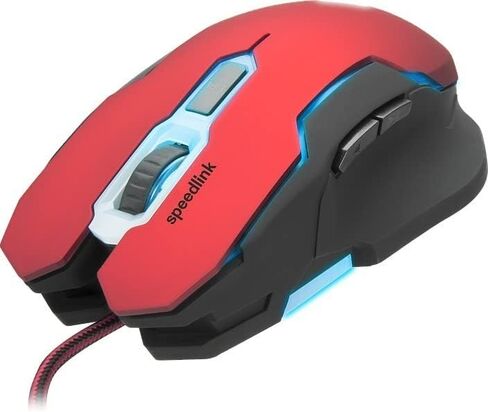 Speedlink CONTUS Gaming Mouse - 5 Buttons Mouse for Office/Home Office (LED Illumination - Adjustable to 3200 dpi - Ergonomic Shape) for PC/Notebook/Laptop, Black-red in Kuwait