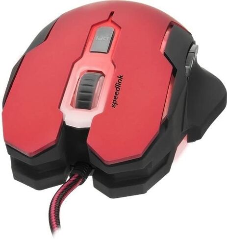 Speedlink CONTUS Gaming Mouse - 5 Buttons Mouse for Office/Home Office (LED Illumination - Adjustable to 3200 dpi - Ergonomic Shape) for PC/Notebook/Laptop, Black-red in Kuwait