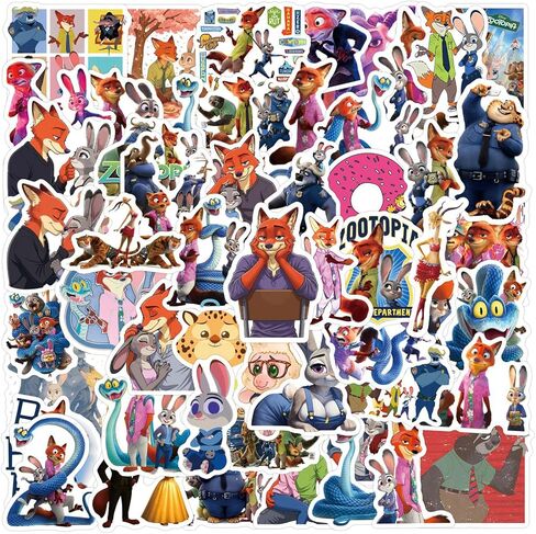 Zootopia Stickers Pack 60 Pcs for Water Bottles, Motivational Vinyl Waterproof Durable Laptop Sticker Decals for Computer, Teens, Students, Teachers, Employees in Kuwait