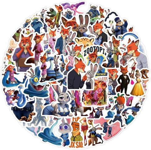 Zootopia Stickers Pack 60 Pcs for Water Bottles, Motivational Vinyl Waterproof Durable Laptop Sticker Decals for Computer, Teens, Students, Teachers, Employees in Kuwait