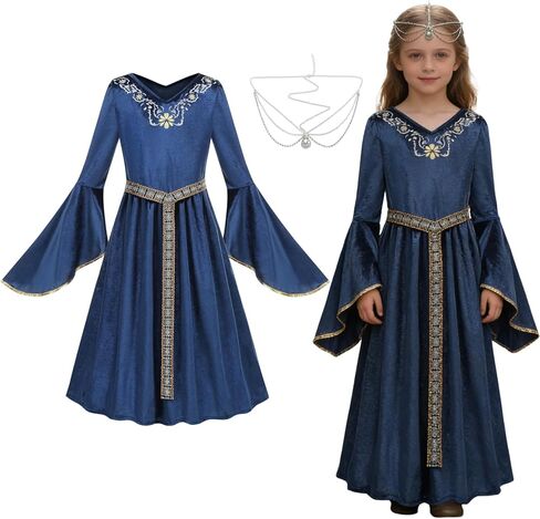 Colorful House Girls Renaissance Dress Medieval Dress Royalty Princess Child Dress Up Fancy Costume for Halloween in Saudi Arabia