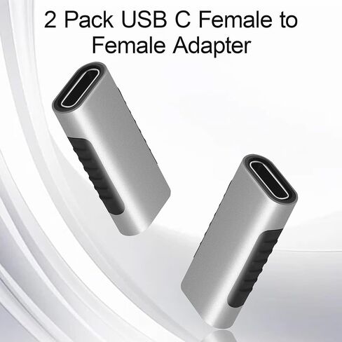 2 حزمة USB C أنثى إلى أنثى محول، 10 جيجابت في الثانية 60 واط USB 3.1 نوع C مقرنة موسع، معدن مطلي بالنيكل USB C مبدل الجنس لأجهزة النوع C in Kuwait