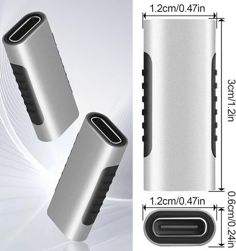 2 حزمة USB C أنثى إلى أنثى محول، 10 جيجابت في الثانية 60 واط USB 3.1 نوع C مقرنة موسع، معدن مطلي بالنيكل USB C مبدل الجنس لأجهزة النوع C in Kuwait