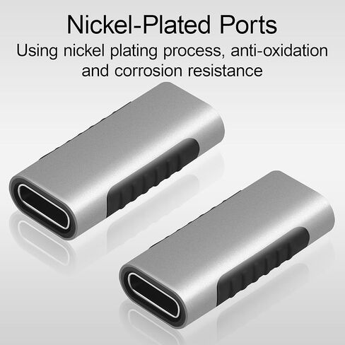 2 حزمة USB C أنثى إلى أنثى محول، 10 جيجابت في الثانية 60 واط USB 3.1 نوع C مقرنة موسع، معدن مطلي بالنيكل USB C مبدل الجنس لأجهزة النوع C in Kuwait