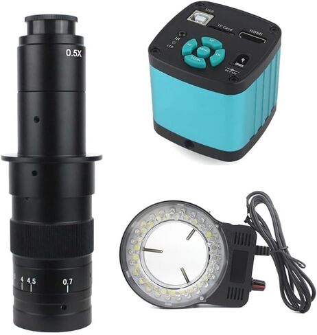 Lab Microscope Accessories 48Mp 4K 2K Digital Video Microscope Camera Industrial Monocular 180X Zoom C-Mount Lens,One Color-C Set in Saudi Arabia
