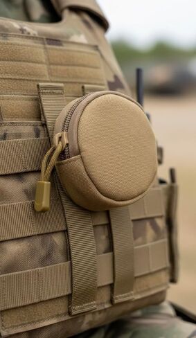 حامل أكياس النيكوتين التكتيكي MOLLE - يمكن أن يتوافق ZYN - يناسب علبة واحدة - متوافق مع الحزام والسترة - أسمر - القوات الجوية البحرية للجيش - حقيبة كوردورا مستديرة قابلة للربط مع سحاب in Kuwait