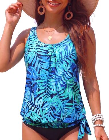 سترة علوية للسيدات من Yonique Blouson Tankini، قطعة علوية فضفاضة فقط للسباحة بدون جزء سفلي متواضع in Saudi Arabia