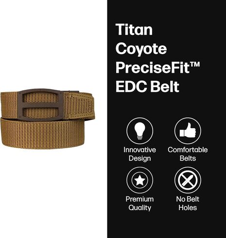 حزام السقاطة EDC للرجال من Nexbelt | حزام Titan Coyote مقاس 1.5 بوصة [38 مم] من النايلون المقوى مقطوع حسب المقاس - حزام تكتيكي قابل للتعديل بشكل دقيق، حزام Riggers، سقاطة حزام رجالي in Kuwait