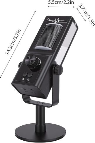 Condenser Microphone, USB Gaming RGB Mic with Stand Type C Interface Plug and Play Noise Reduction for PC Live Streaming Recording Karaoke in Kuwait