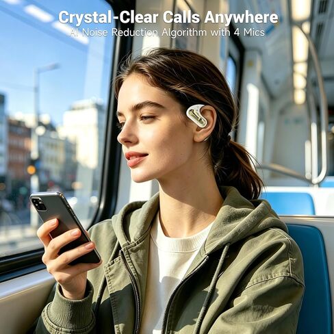Open Ear Headphones, Bluetooth 5.4 Wireless Earbuds with Ear Hooks, 60H Playtime, AI Clear Call, LED Display Charging Case, IPX7 Waterproof Sports Earphones for Running Workouts Commute, White in Kuwait
