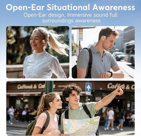 Open Ear Headphones, Bluetooth 5.4 Wireless Earbuds with Ear Hooks, 60H Playtime, AI Clear Call, LED Display Charging Case, IPX7 Waterproof Sports Earphones for Running Workouts Commute, White in Kuwait