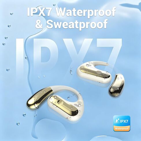 Open Ear Headphones, Bluetooth 5.4 Wireless Earbuds with Ear Hooks, 60H Playtime, AI Clear Call, LED Display Charging Case, IPX7 Waterproof Sports Earphones for Running Workouts Commute, White in Kuwait
