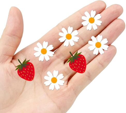 70PCS Daisy & Strawberry Glossy Decal Stickers, Cute Spring Floral Aesthetic Stickers for Journals, Scrapbooks, Water Bottles & Phone Cases for Aesthetic Girls 1inch in Kuwait
