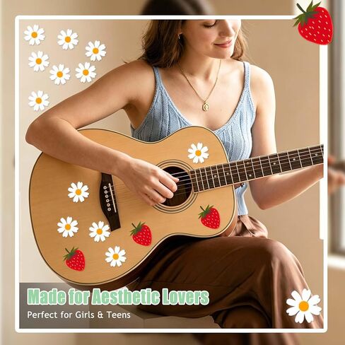 70PCS Daisy & Strawberry Glossy Decal Stickers, Cute Spring Floral Aesthetic Stickers for Journals, Scrapbooks, Water Bottles & Phone Cases for Aesthetic Girls 1inch in Kuwait