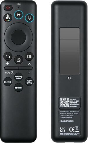 New BN59-01480A TM2360E Solar Smart AI Voice Remote, Rechargeable Solar Cell & USB-C Charging Bluetooth Remote Control, Compatible with Samsung 2023-2025 Neo QLED/OLED Smart TVs - Black in Kuwait