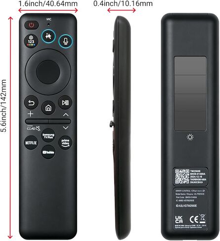 New BN59-01480A TM2360E Solar Smart AI Voice Remote, Rechargeable Solar Cell & USB-C Charging Bluetooth Remote Control, Compatible with Samsung 2023-2025 Neo QLED/OLED Smart TVs - Black in Kuwait