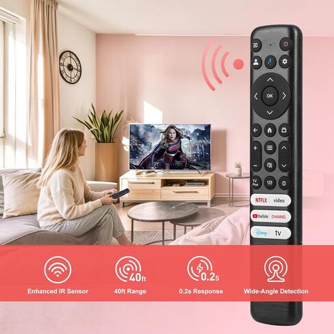 Voice Remote Replacement for TCL Google TV Remote Control, Compatible with TCL QM8/QM7/S5/S4/S3/Q7/Q6/Q5 Series TV, for 4K UHD HDR LED QLED QD-Mini LED Full-HD Smart TVs (Not Fit for Roku TV) in Kuwait