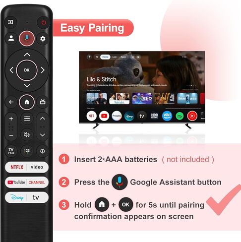Voice Remote Replacement for TCL Google TV Remote Control, Compatible with TCL QM8/QM7/S5/S4/S3/Q7/Q6/Q5 Series TV, for 4K UHD HDR LED QLED QD-Mini LED Full-HD Smart TVs (Not Fit for Roku TV) in Kuwait