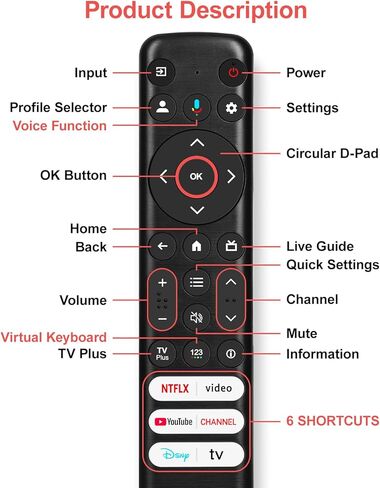 Voice Remote Replacement for TCL Google TV Remote Control, Compatible with TCL QM8/QM7/S5/S4/S3/Q7/Q6/Q5 Series TV, for 4K UHD HDR LED QLED QD-Mini LED Full-HD Smart TVs (Not Fit for Roku TV) in Kuwait