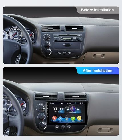 ستيريو راديو السيارة لهوندا سيفيك 2001-2005، CarPlay اللاسلكي Android Auto 9 بوصة Linux شاشة تعمل باللمس GPS وحدة الملاحة الرئيسية WiFi Bluetooth FM/AM in Saudi Arabia