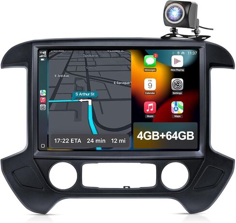 ترقية راديو السيارة 13.1 بوصة لسيارة Chevy Silverado & GMC Sierra 2014-2018، CarPlay Android Auto، وحدة رأس Android 13 مع WiFi SWC GPS 1080P كاميرا احتياطية 4+64 جيجابايت - أسود in Kuwait