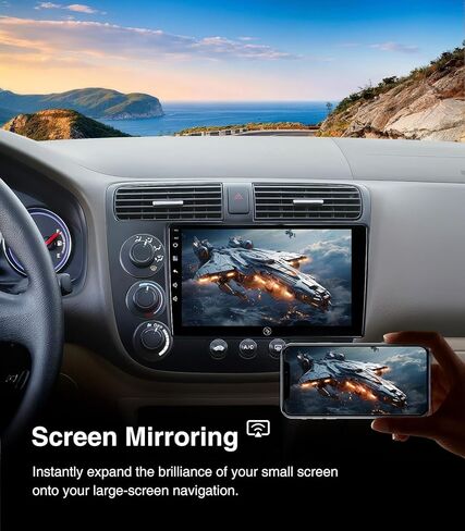 ستيريو راديو السيارة لهوندا سيفيك 2001-2005، CarPlay اللاسلكي Android Auto 9 بوصة Linux شاشة تعمل باللمس GPS وحدة الملاحة الرئيسية WiFi Bluetooth FM/AM in Saudi Arabia