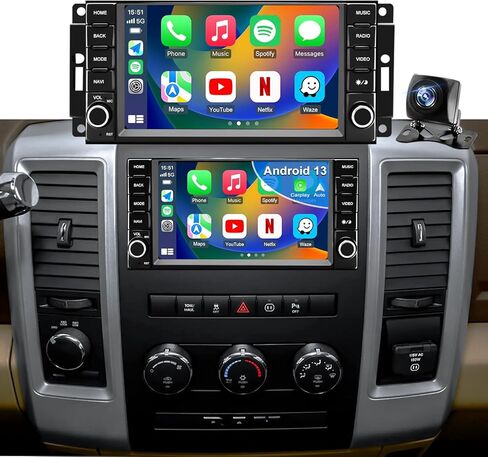 5GWiFi Radio for Dodge Ram 1500/2500/3500 2009-2012, Grand Caravan 2008-2020, Jeep Liberty radio 2008-2012, Wrangler JK 2007-2018, Chrysler 7inch Touch Screen Stereo Carplay Android Auto GPS FM Camera in Kuwait