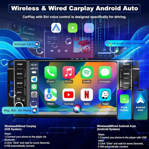 5GWiFi Radio for Dodge Ram 1500/2500/3500 2009-2012, Grand Caravan 2008-2020, Jeep Liberty radio 2008-2012, Wrangler JK 2007-2018, Chrysler 7inch Touch Screen Stereo Carplay Android Auto GPS FM Camera in Kuwait
