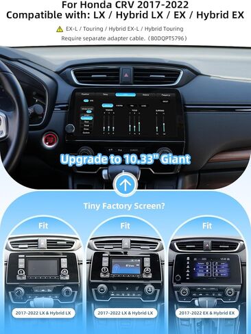 راديو ستيريو للسيارة Dasaita 8GB+256GB لسيارة Honda CRV 2017-2022، Apple CarPlay Android Auto، وحدة رأس ملاحة GPS مقاس 10.33 بوصة مع مقبض مستوى الصوت، نظام Android 13 الحقيقي in Kuwait