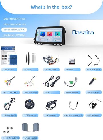 راديو ستيريو للسيارة Dasaita 8GB+256GB لسيارة Honda CRV 2017-2022، Apple CarPlay Android Auto، وحدة رأس ملاحة GPS مقاس 10.33 بوصة مع مقبض مستوى الصوت، نظام Android 13 الحقيقي in Kuwait